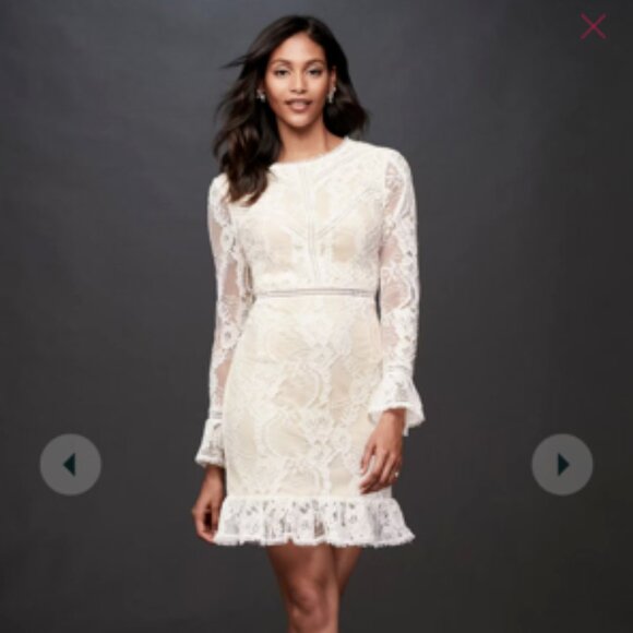 David's Bridal Lace Illusion Short Dress - Picture 1 of 10